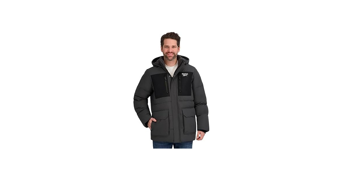 Reebok Men Puffer Parka Heavyweight Jacket (XL)