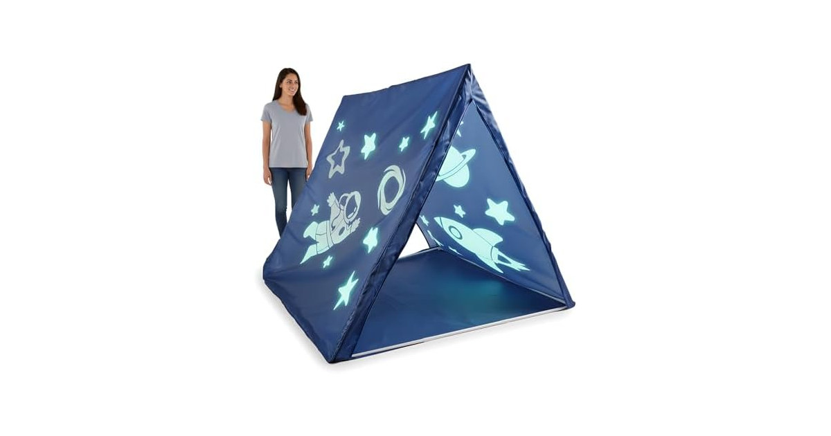 Fun Express 45" x 40" Glow-in-The-Dark Outer Space Polyester Sleepover Tent