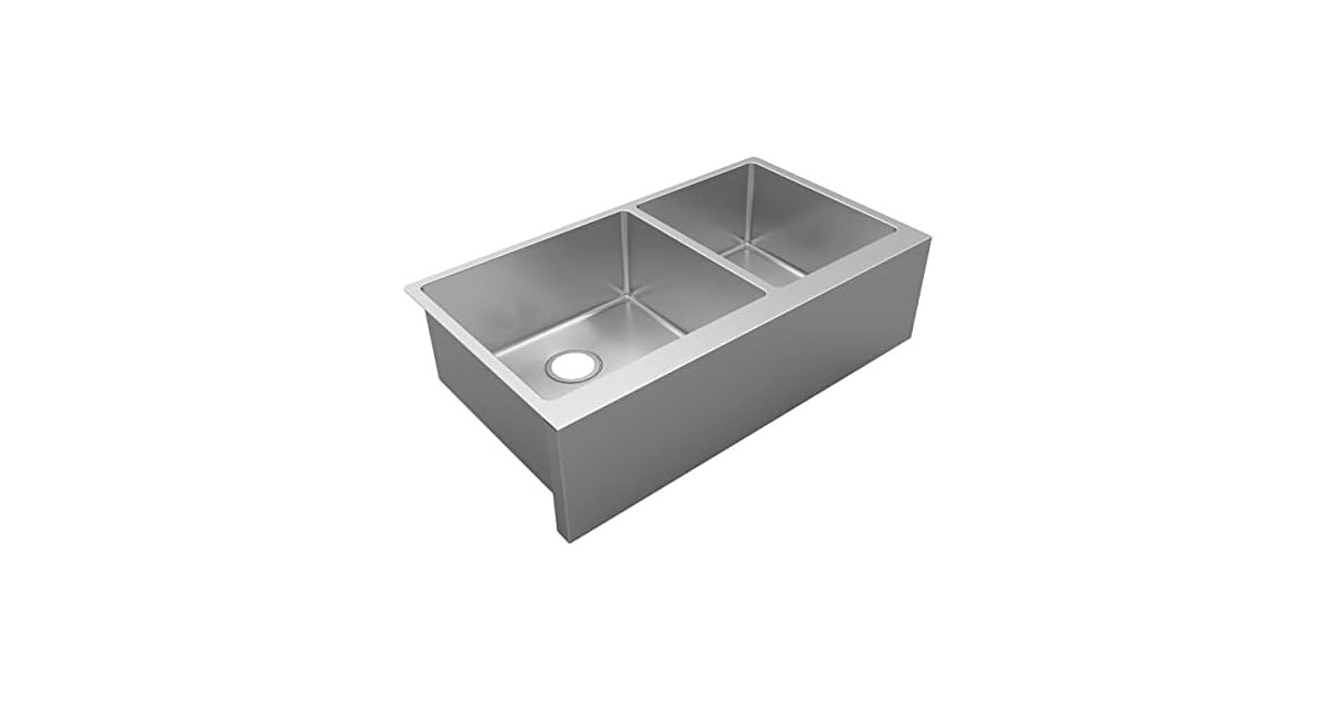 Elkay 16 Gauge Stainless Steel 35-7/8" Double Bowl Farmhouse