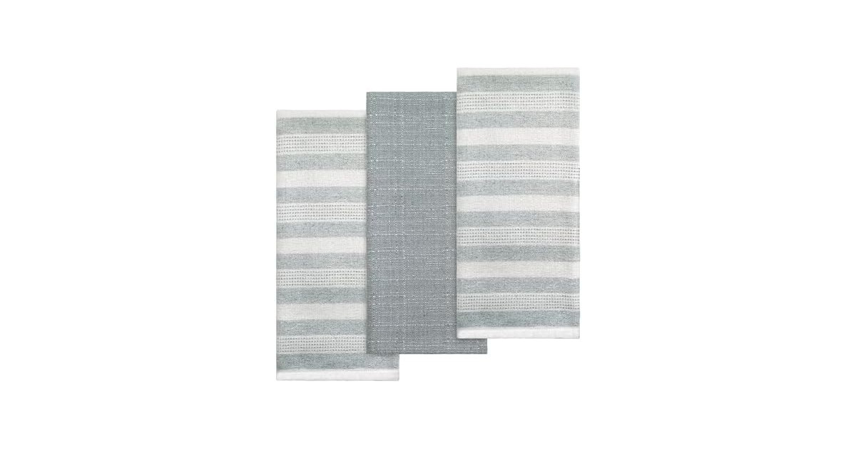 IZOD - 3 Pack Kitchen Towels, Soft & Highly Absorbent Cotton Dish Towels