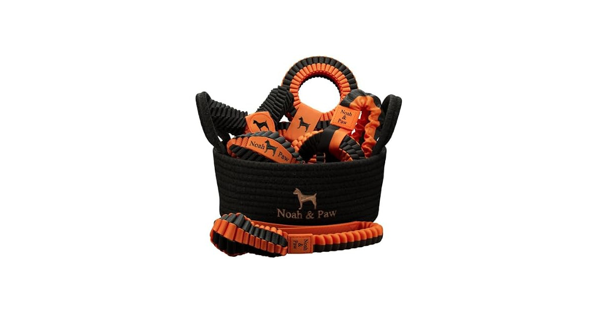 NOAH & PAW Luxury Dog Toy Gift Basket- Black