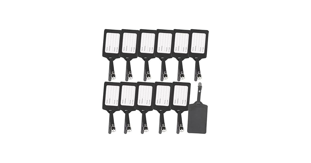 Faux Leather Luggage Tags, 12 Pieces