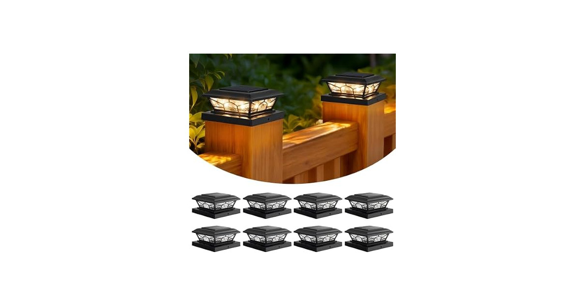 Brightever Solar Post Cap Lights 8 Pack