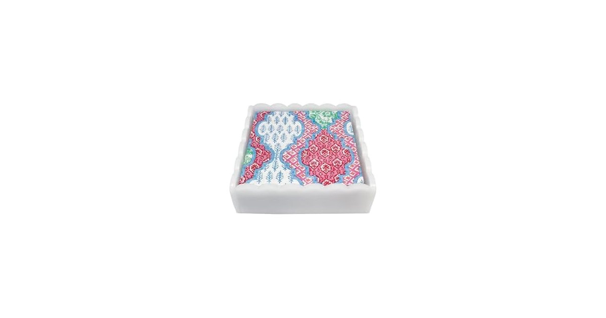 MARIPOSA PROVENCAL SCALLOPED COCKTAIL NAPKIN BOX SET