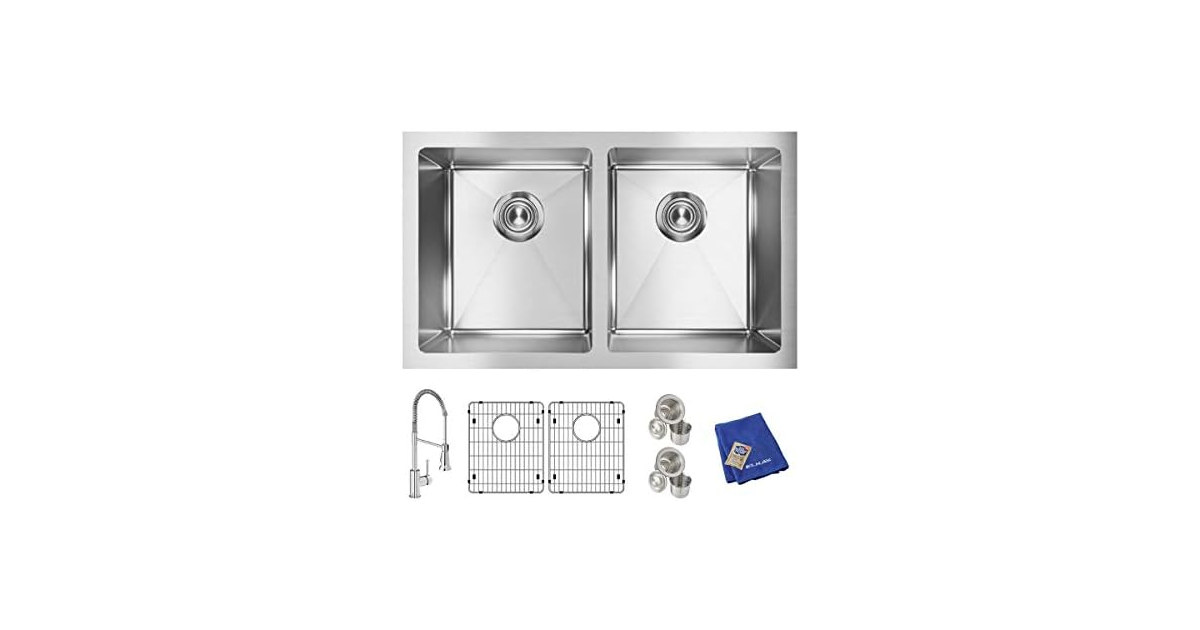 Elkay Crosstown 16 G SS Equal Double Bowl Sink Kit w Faucet