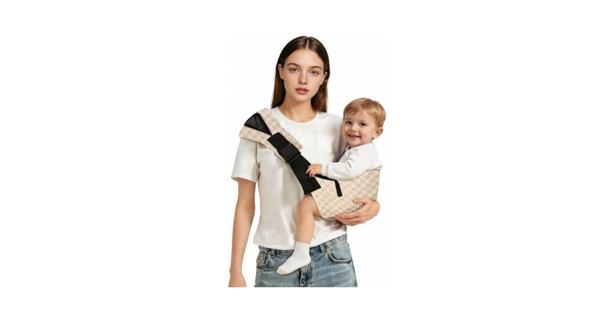 Jamyum Baby Sling Carrier Khaki Houndstooth