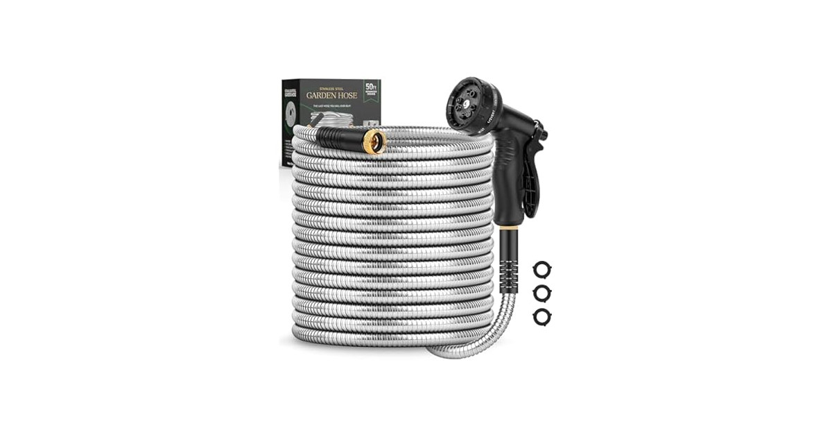 Itsonestep Stainless Water Hose with Nozzle