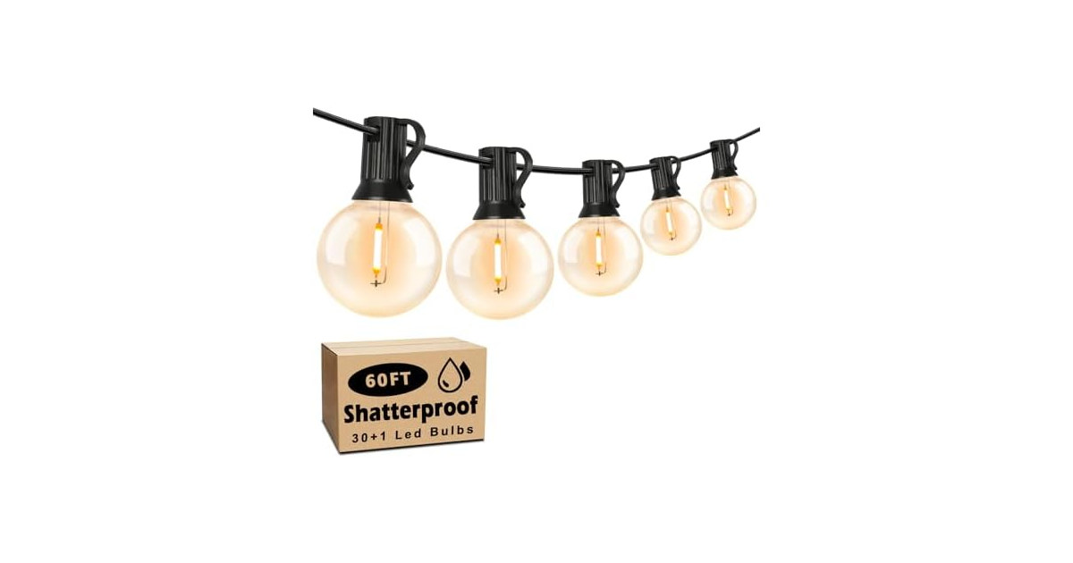 60FT Outdoor String Lights Waterproof
