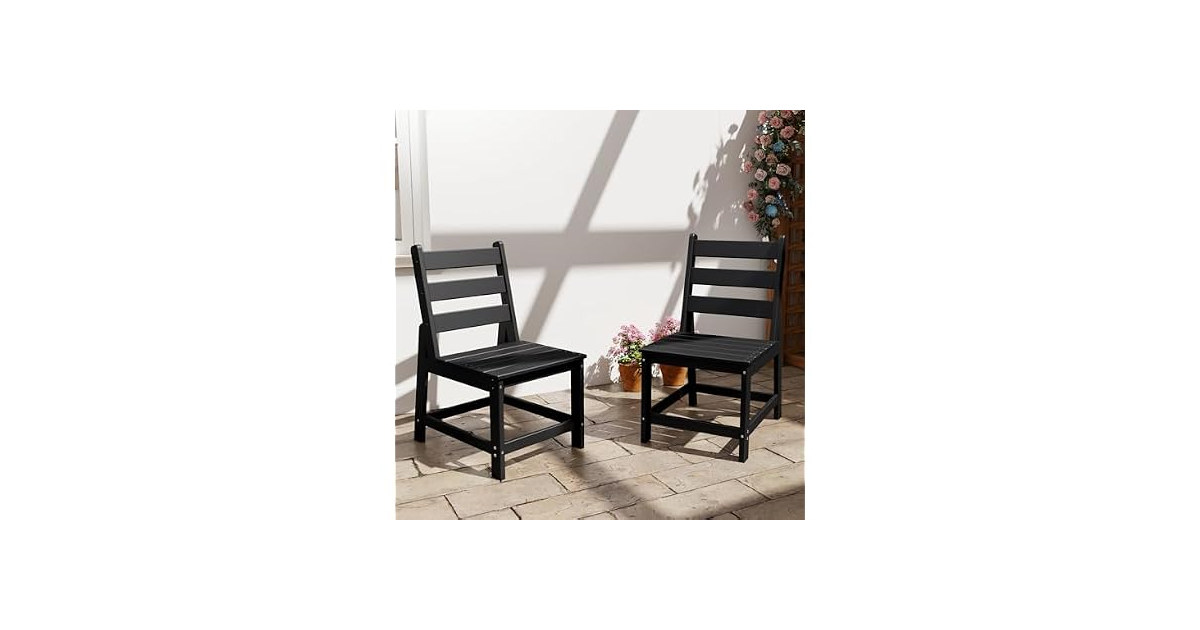 GREENVINES HDPE Outdoor Dining Chairs Set of 2, Armless Chair, Black