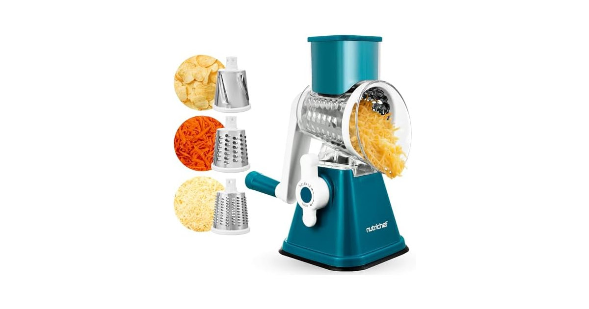 NutriChef 3 in 1 Cheese Grater & Shredder Green