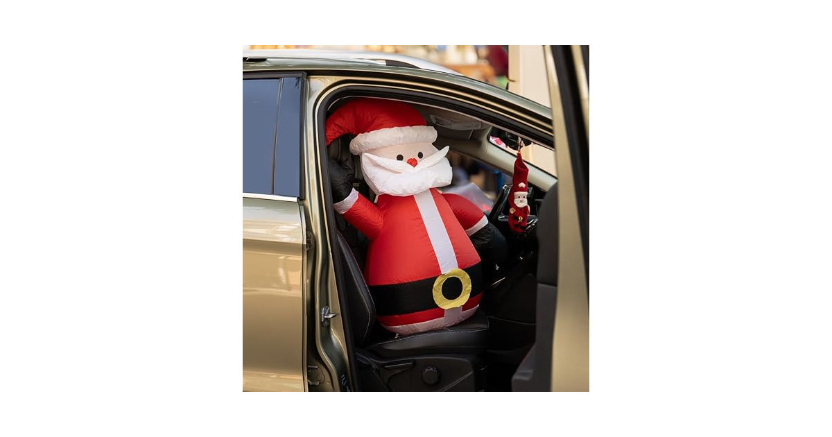 Zone Tech CR0001 Santa Blow-Up Décor for Cars Red