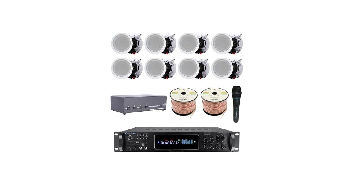 Vaiyer 7.2Ch 3500W Amp w/ 5.25" Spkrs (8-Pk)