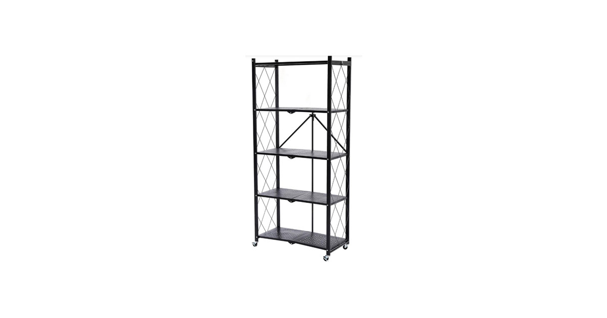 J&V Textiles 7053-BK 5-tier Metal Storage Shelf