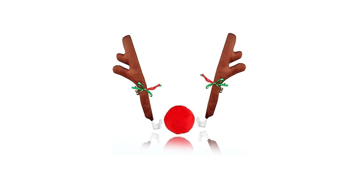 Zone Tech GA0080 Car Reindeer Antlers and Nose Set Red/Brown