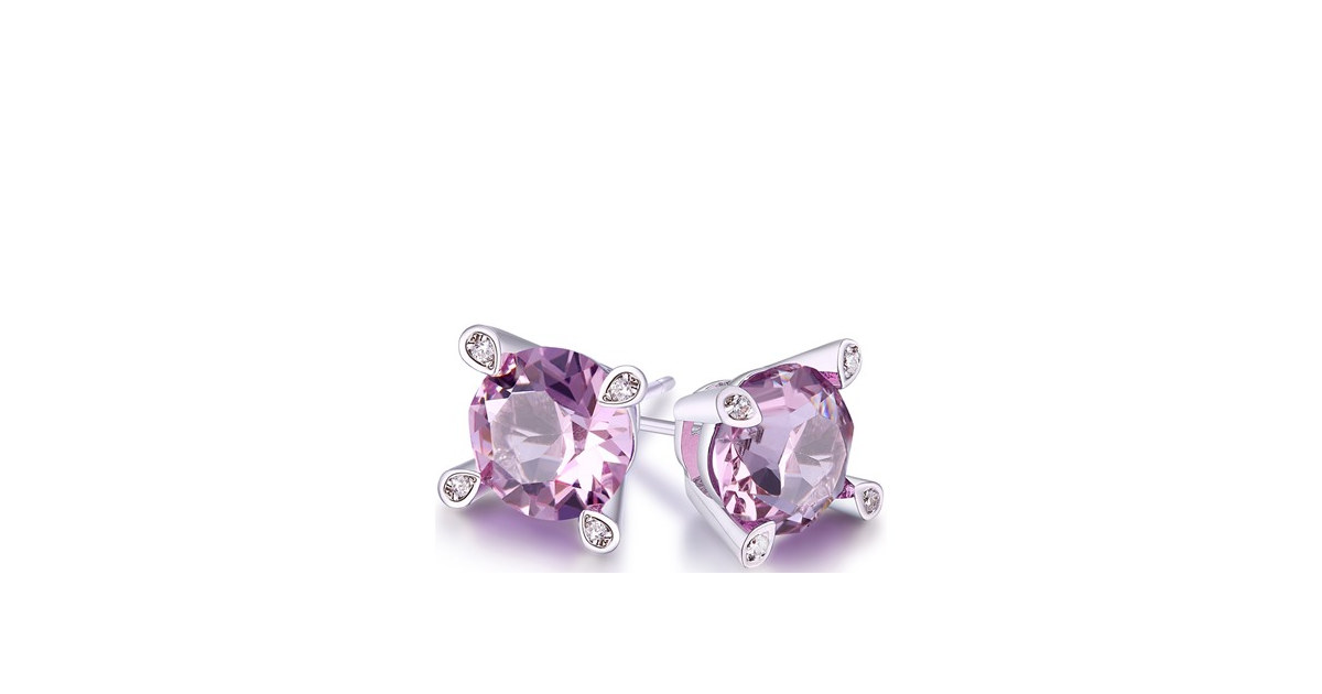 Amethyst Stud Earring in 18K White Gold