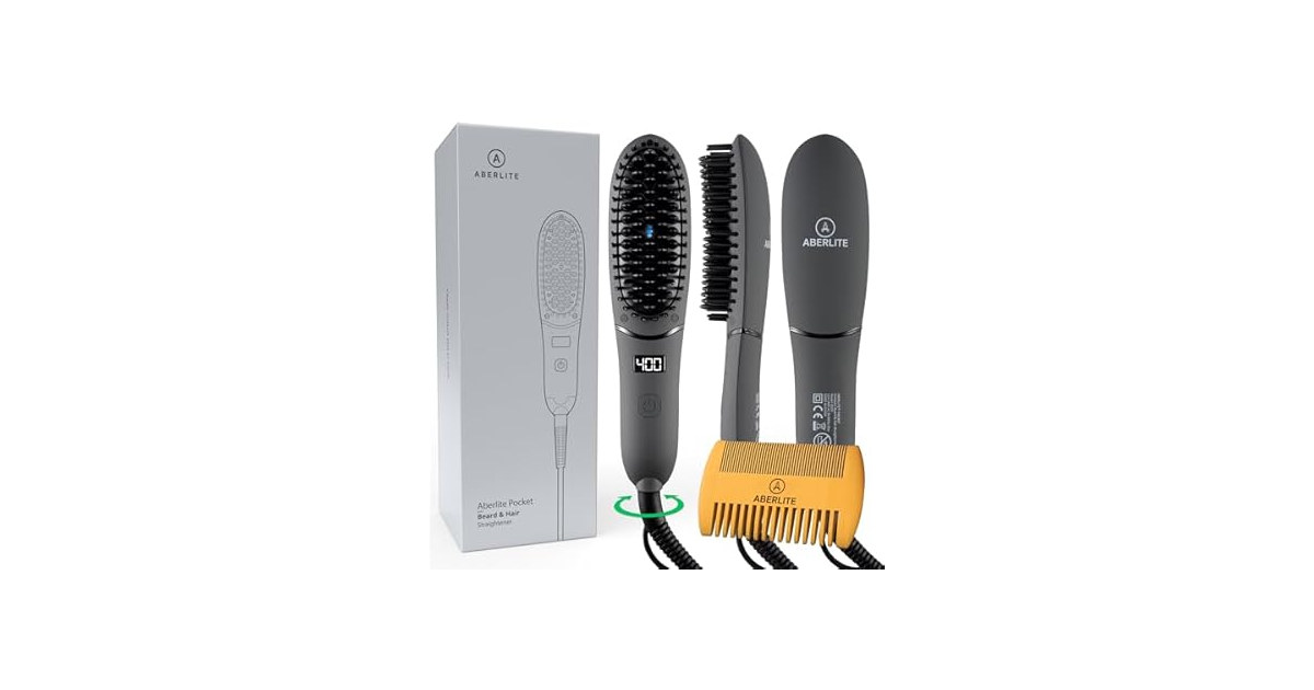 Compact Beard Straightener Brush for Men