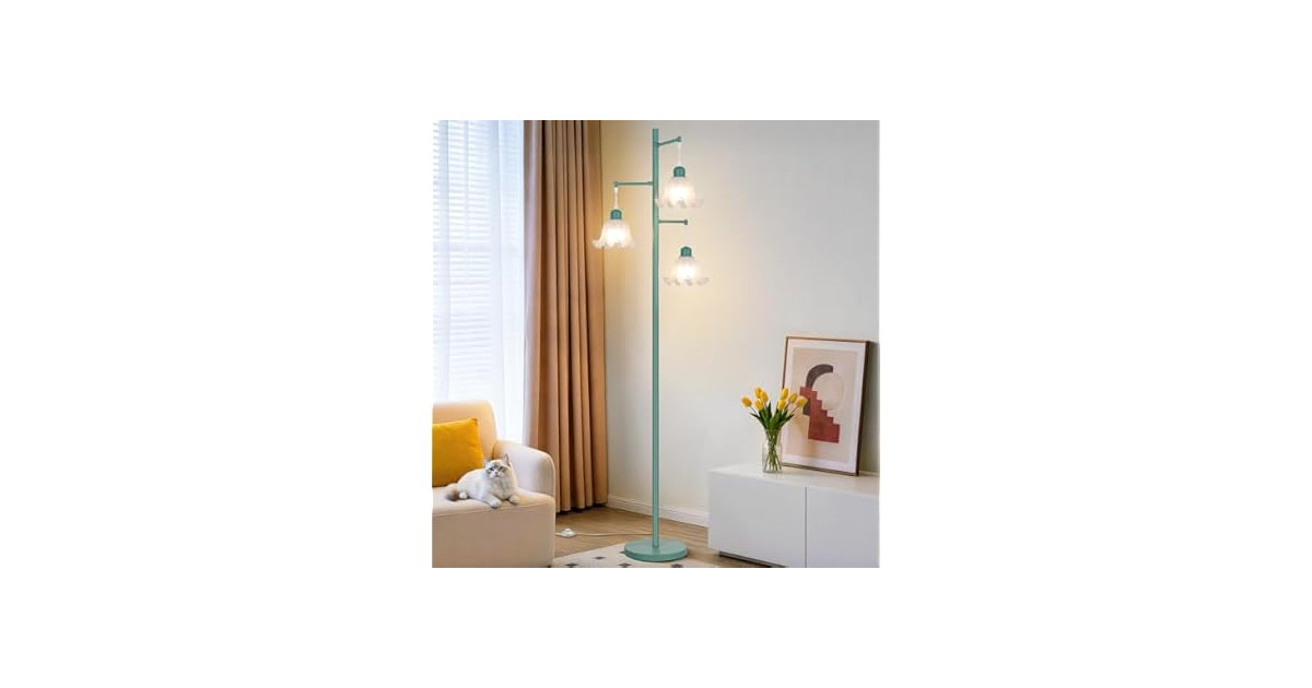 TOBUSA Green Flower Floor Lamp for Living Room