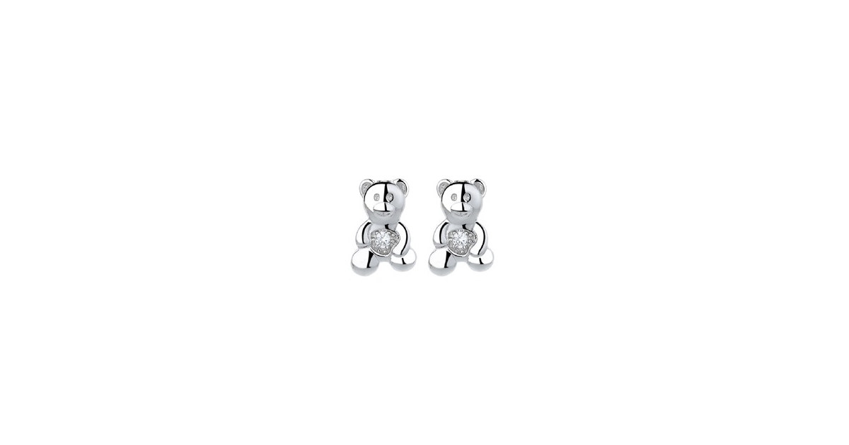 White Gold Plated Bear Earrings
