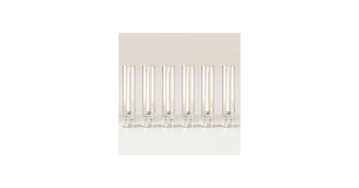 12" Glass Hurricane Candle Holders