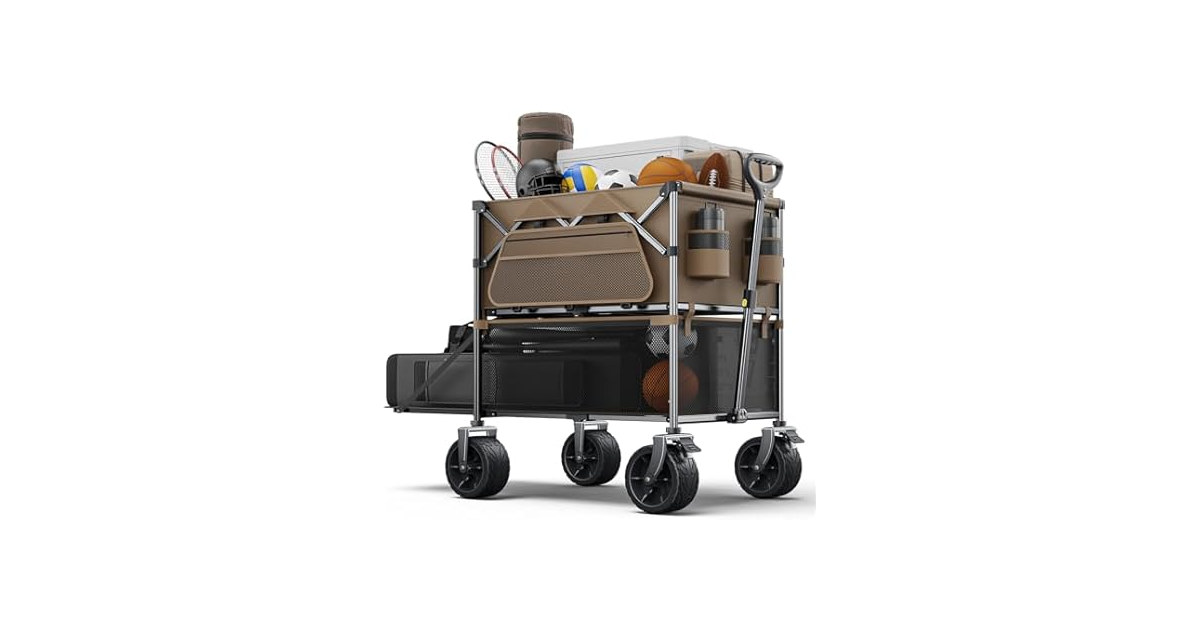 Everyfun 480Lbs Foldable Double Decker Wagon Cart
