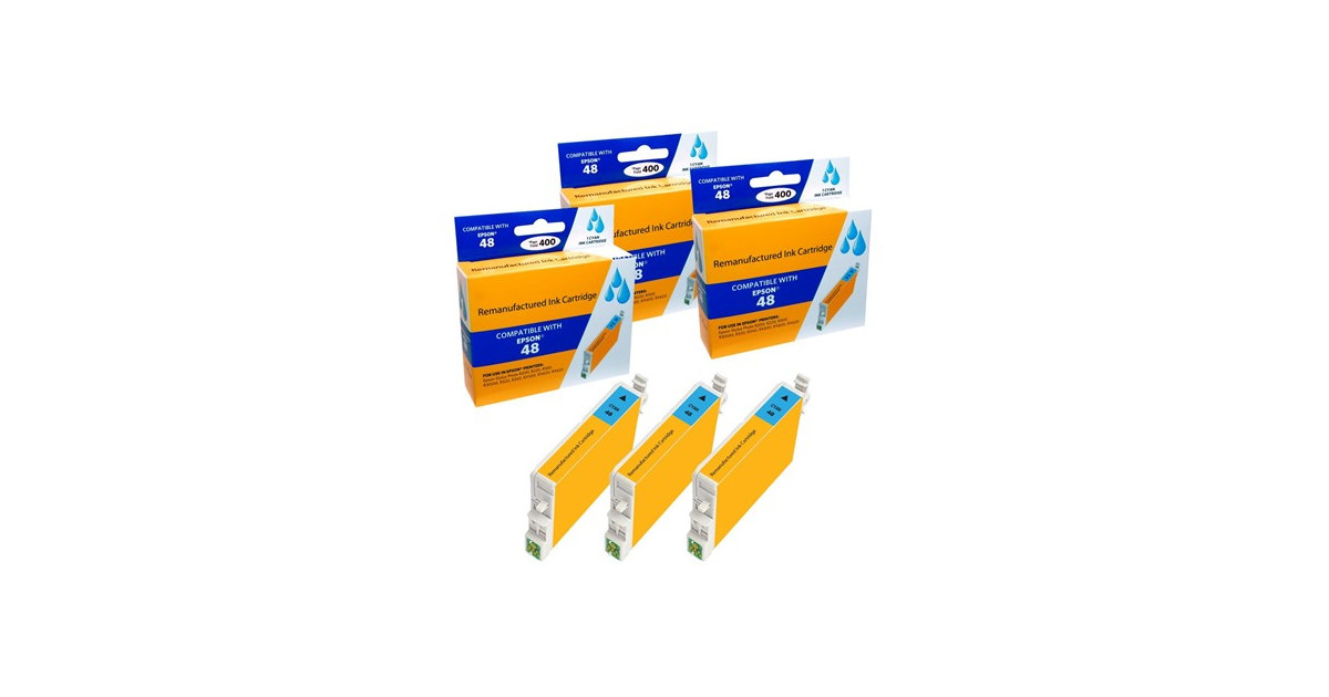 Compatible Epson T048220 Cyan Ink Cartridge (3 Pack)