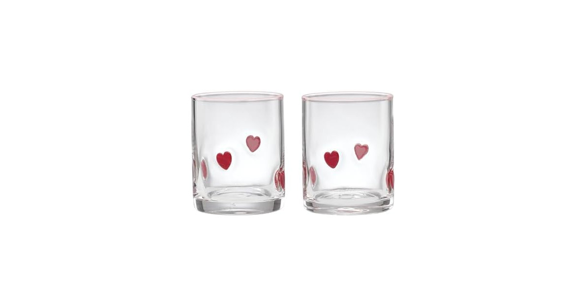 Oneida 24 Seven Heart Glass Tumblers, 12oz, Set of 2