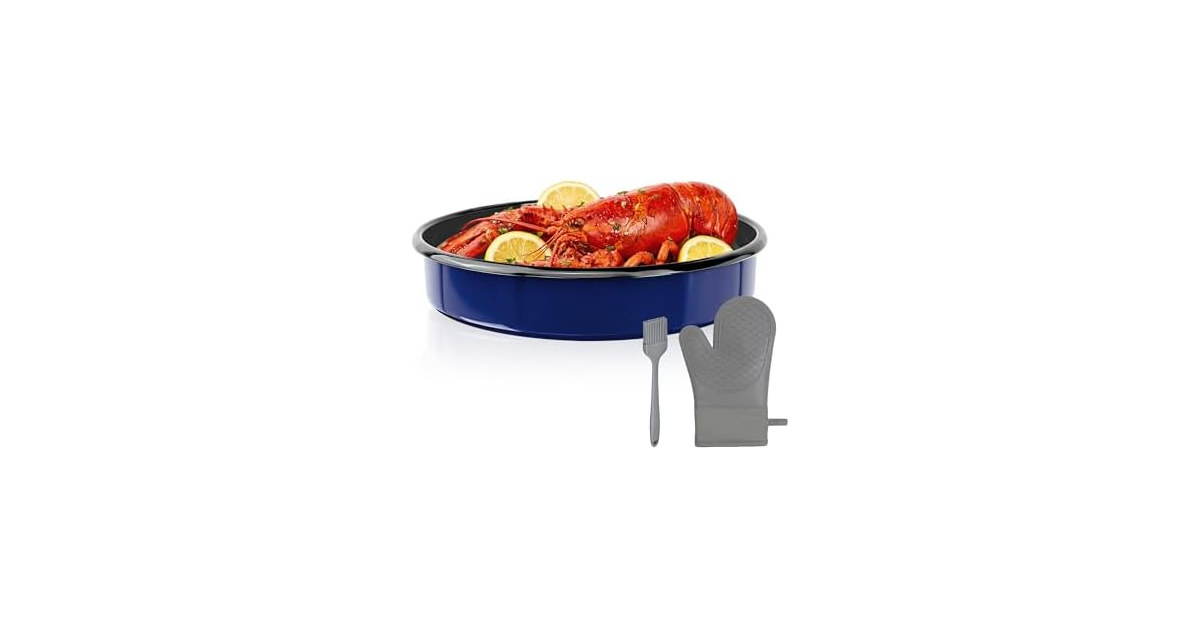 Round Roasting Pan Set, Enamel 10 Inch