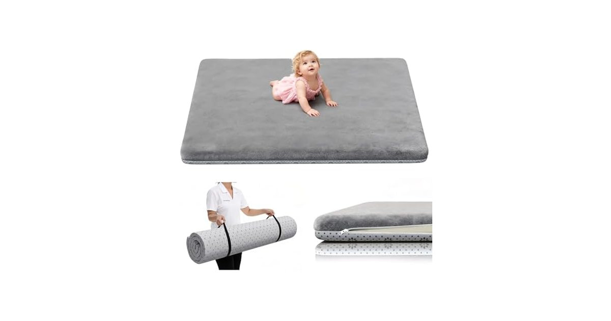 Yozoia Grey Baby Play Mat 71" x 59"