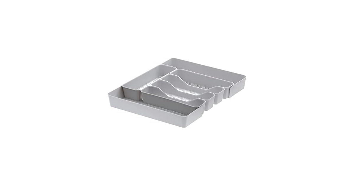 Spectrum HEXA 5-Divider Expandable Silverware Tray (Stone Gray)