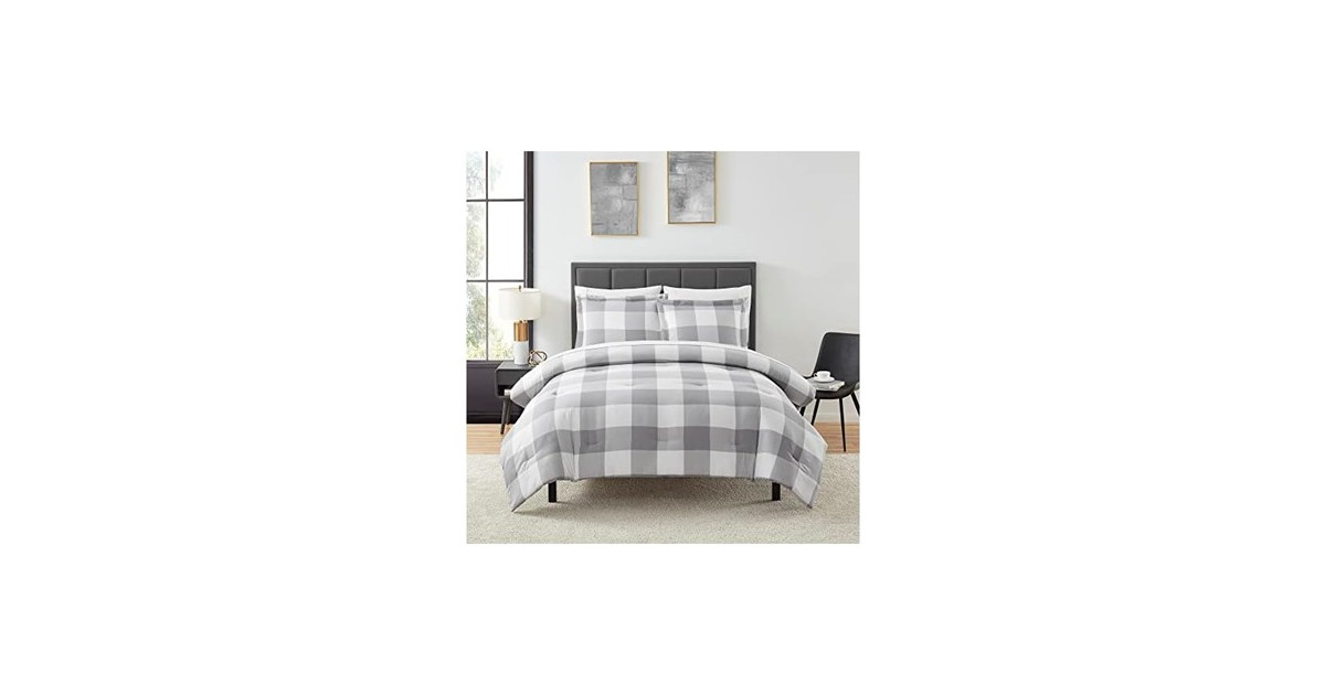 Herringbone Weave Plaid Comforter Set