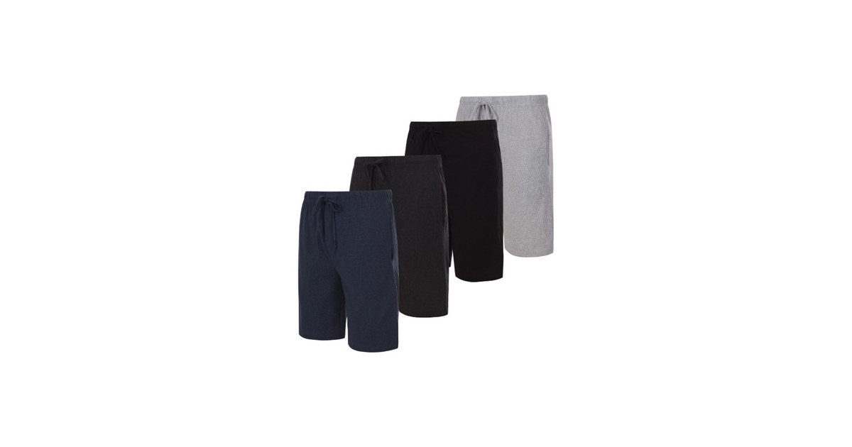 4Pk Mens Cotton Soft Knit Pajama Shorts