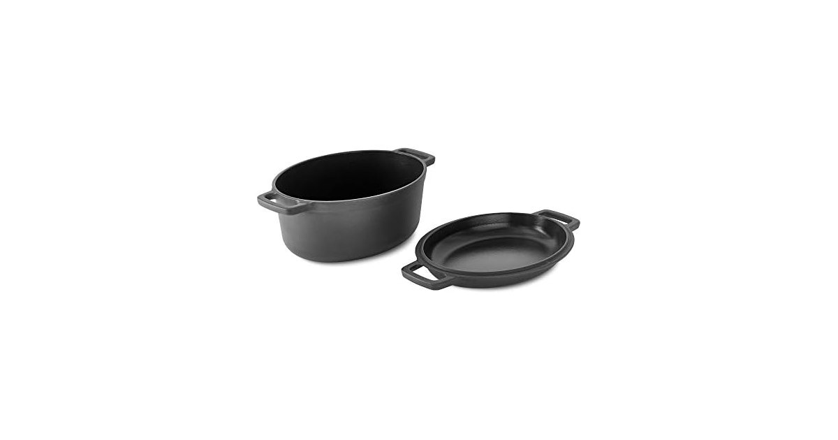 Zakarian by Dash Nonstick Cast Iron Double Dutch Oven