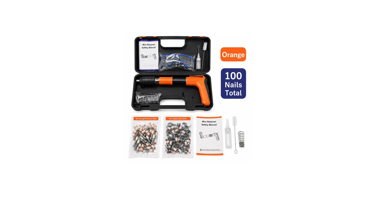 Mini Steel Nail Gun Kit w/ Case & Nails