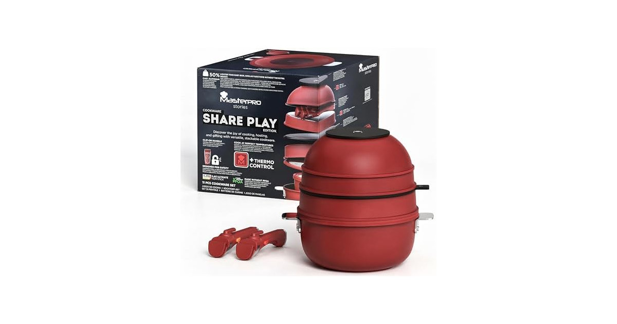 Bergner 11-Piece Non-Stick Cookware Set Red