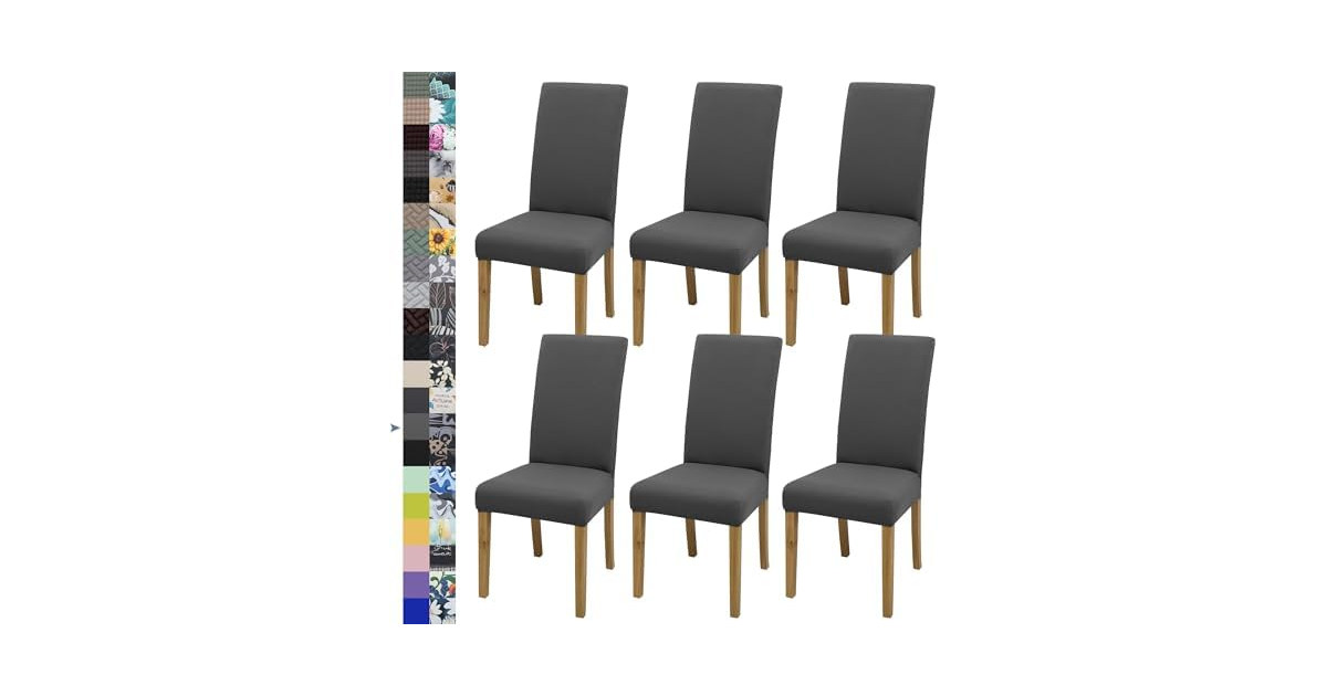 BIETYONE 6 Pack Grey Dining Chair Covers