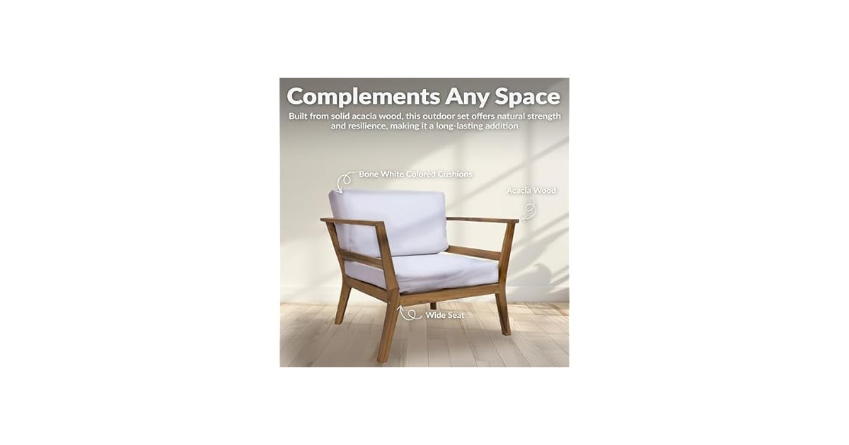 Sunnydaze Decor Acacia Patio Armchair Brown