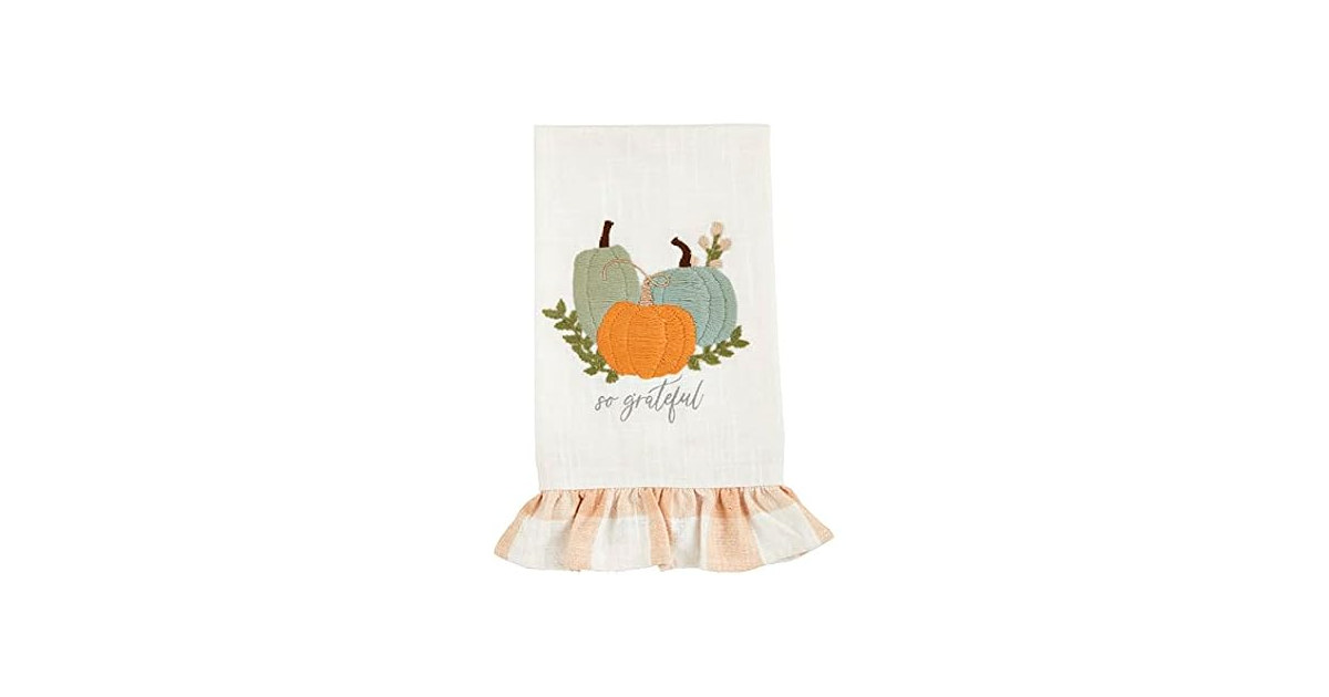 Mud Pie Pumpkin Hand Towel, Three, 14" x 21"