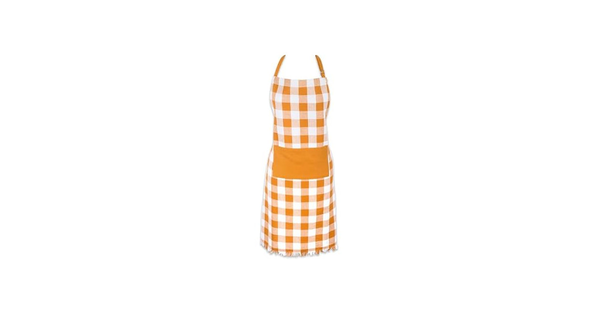 DII Unisex Buffalo Check Kitchen Collection Apron, Pumpkin