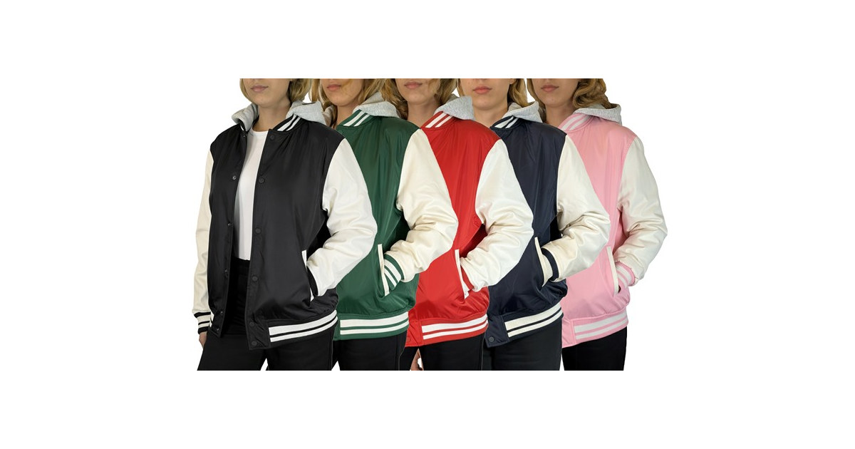 Womens Oversized Heavyweight Hooded Varsity Jacket