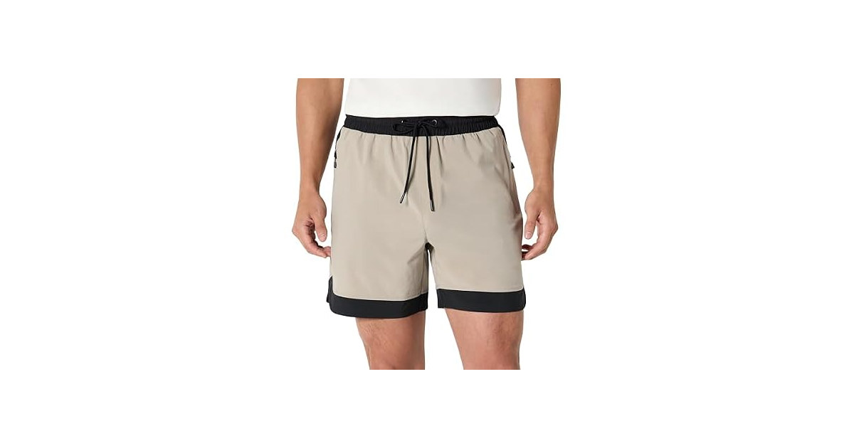 Amazon Essentials Stretch 6in Shorts, Beige (L)