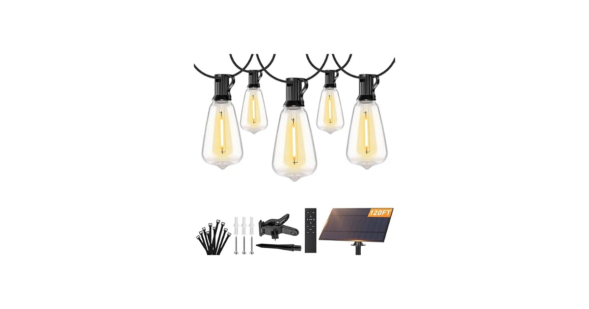 120FT Solar String Lights Outdoor Waterproof
