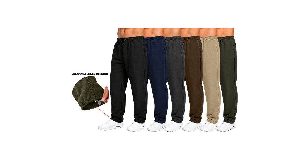 4Pk Mens Fleece-Lined Open Bottom Sweatpants
