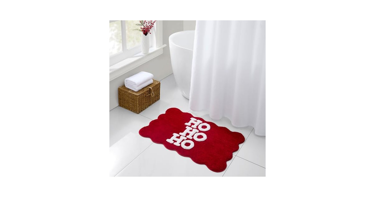 Hallmark Holiday Bath Rug Ho Ho Ho Red