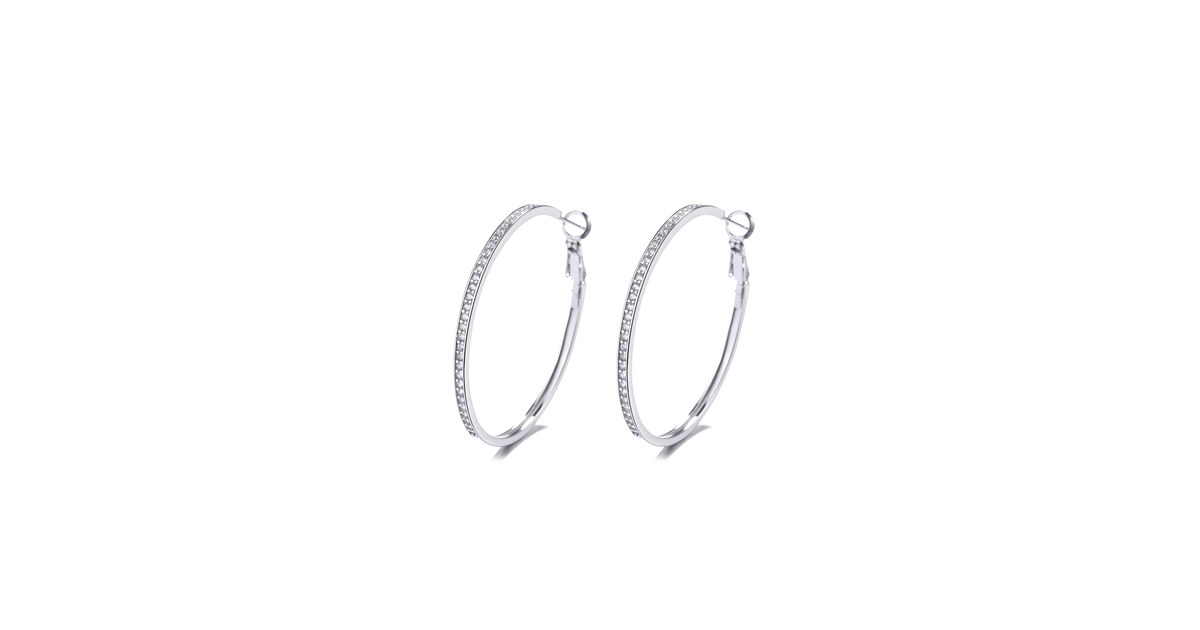 14K White Gold Large Hoop Earrings