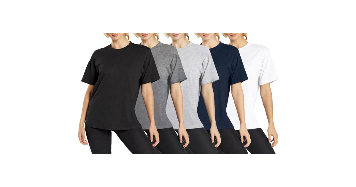 5Pk Womens Loose Fit S/S Crew Neck Tee