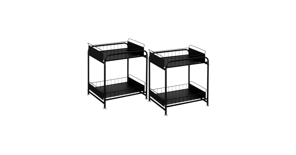 Basicwise Under Sink Organizer 2-Tier, Set of 2