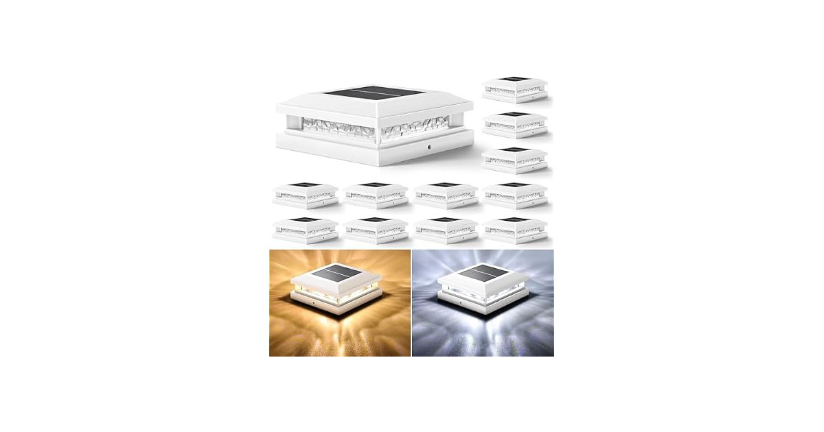 Bosceos Solar Post Lights White 12-Pack