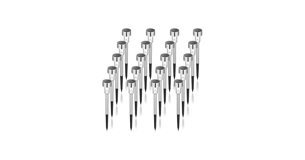 Stainless Steel LED Solar Garden Lights for Patio, 20PK