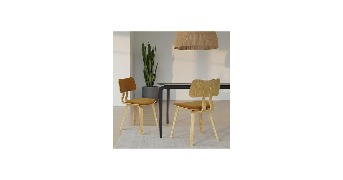 Jaguar Camel Curved Back Wood Chair Set of 3