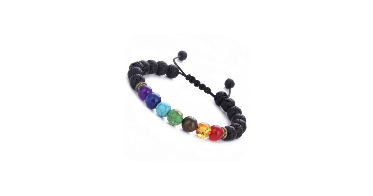 Chakra Healing Lava Stone Bead Bracelet